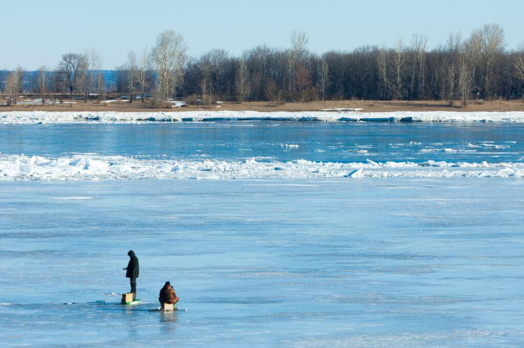 Ice Fishing on a River